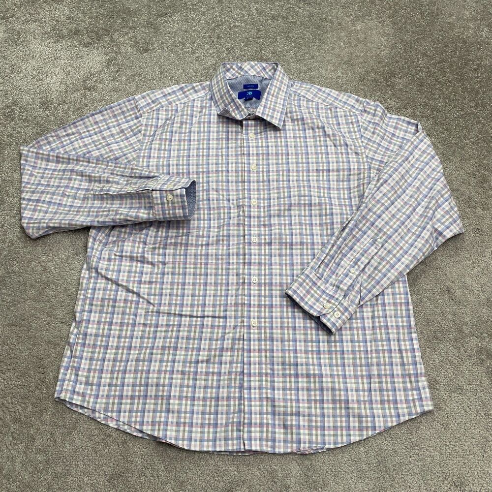 Egara Non Iron Button Down Shirt Mens XXL Multi Plaid 100% Cotton Casual Work